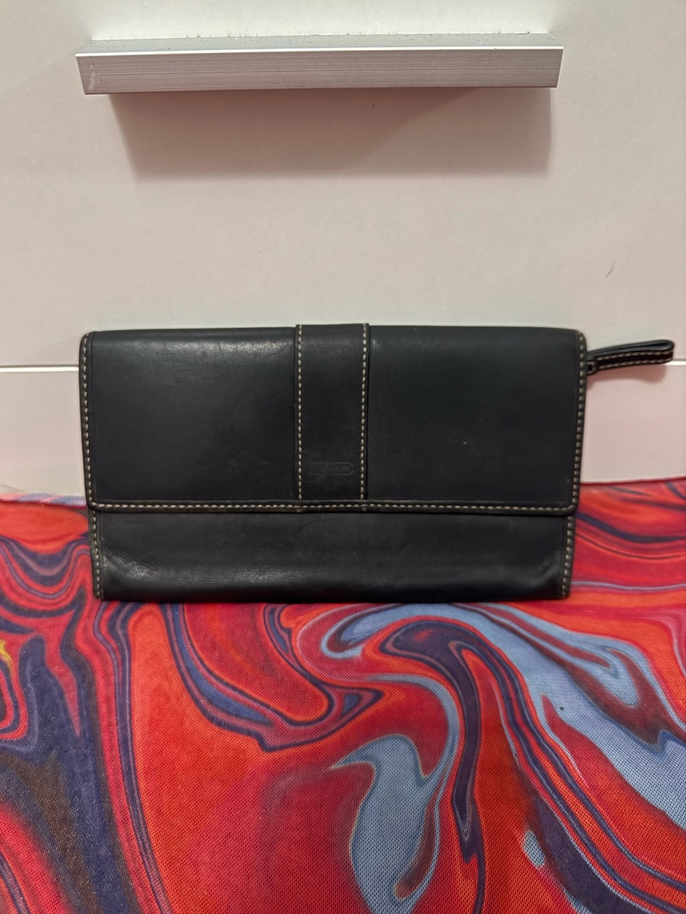 Vintage Y2K Coach Soho Black Leather Slim Trifold Envelope Wallet